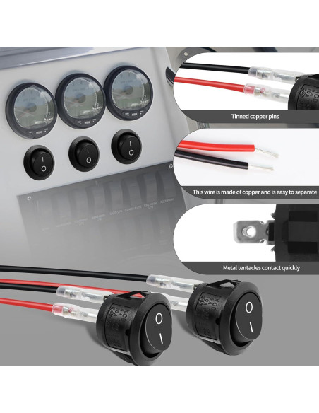 10 Interruptores Rocker Redondos SPST 20mm Wahijihe