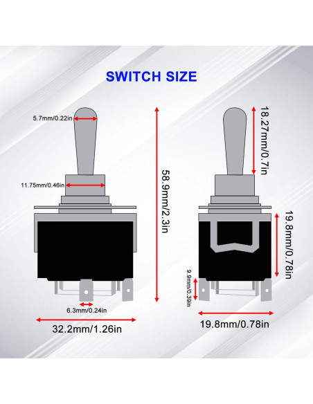 Interruptor de Polaridad Inversa Weideer 12V 30A DPDT