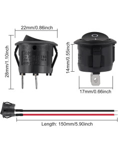 6 Interruptores Rocker ON/OFF KCD1 2Pin 6A 250V para Coche 2