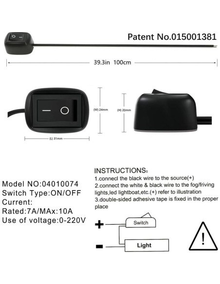Interruptor de botón tipo pasta Gebildet 12V-220V 10A Negro
