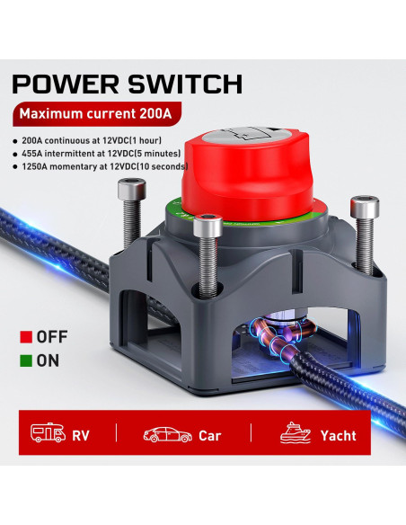 Interruptor de Batería Nilight 90015A 12-48V On/Off Impermeable