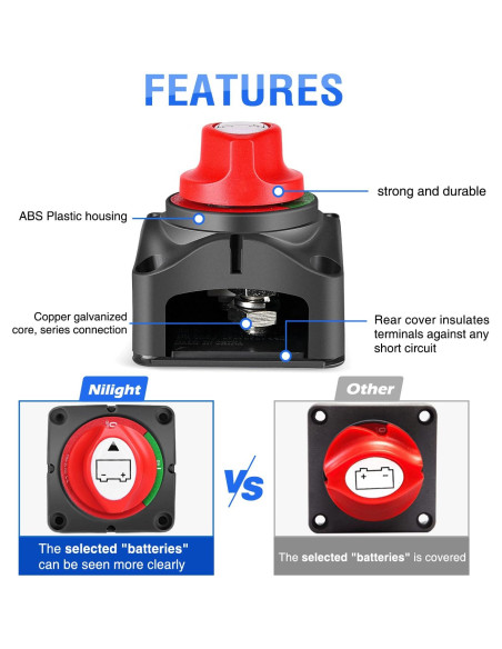 Interruptor de Batería Nilight 90015A 12-48V On/Off Impermeable