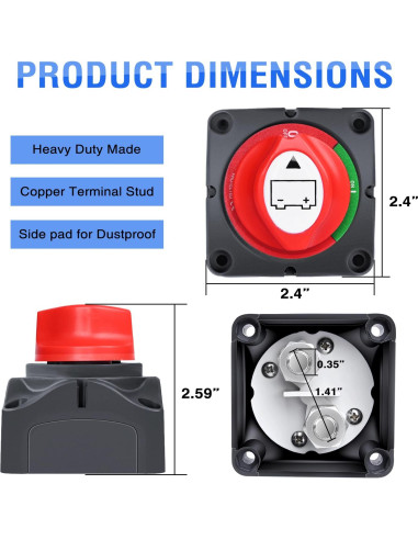 Interruptor de Batería Nilight 90015A 12-48V On/Off Impermeable