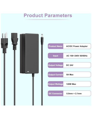 Adaptador de Alimentación MIWISE DC24V 5A 120W para LED