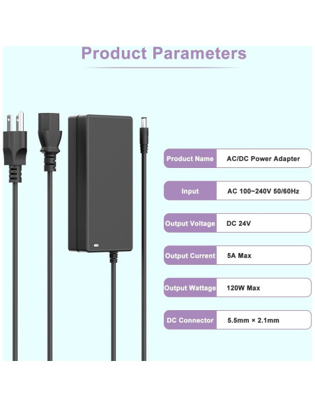 Adaptador de Alimentación MIWISE DC24V 5A 120W para LED