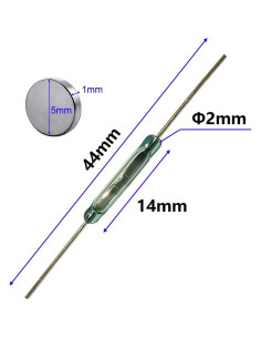 20 Interruptores de Reed de Vidrio Gebildet N/O 2x14mm 2