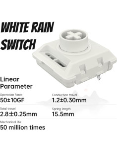 Interruptor de Teclado Bajo Kaihua Elenments POM Blanco Lluvia 2