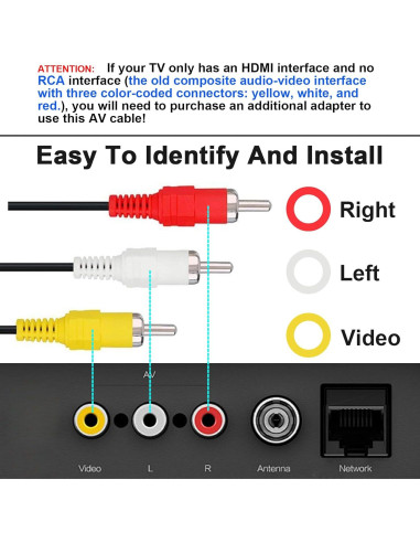 Cable AV Compuesto Trenro 1.83m para Nintendo 64/GameCube/SNES