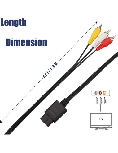 Cable AV Compuesto Trenro 1.83m para Nintendo 64/GameCube/SNES