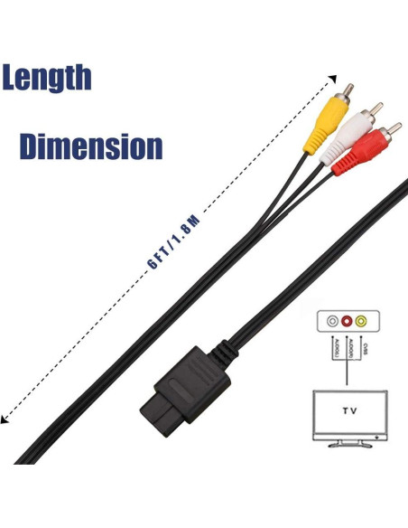 Cable AV Compuesto Trenro 1.83m para Nintendo 64/GameCube/SNES