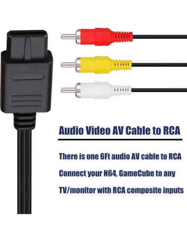 Cable AV Compuesto Trenro 1.83m para Nintendo 64/GameCube/SNES