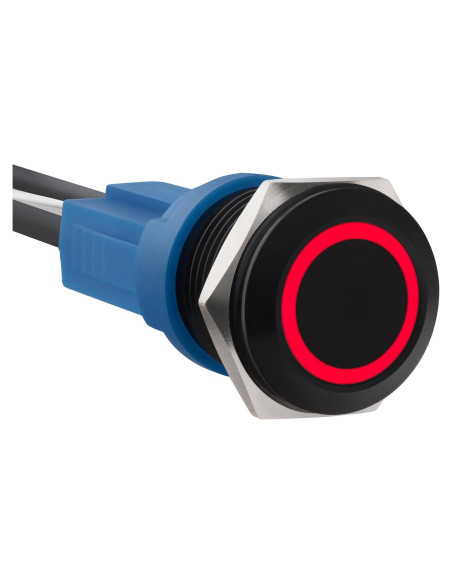 Interruptor pulsador LED 12-24V CC 20A Rojo 16mm IP67