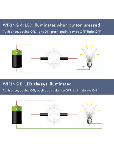 Interruptor pulsador LED 12-24V CC 20A Rojo 16mm IP67