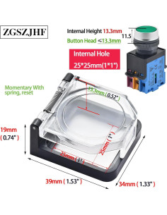 Cubierta de Interruptor de Botón ZGSZJHF 2 Pcs 34x39mm a Prueba de Agua 2
