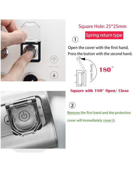 Cubierta de Interruptor de Botón ZGSZJHF 2 Pcs 34x39mm a Prueba de Agua