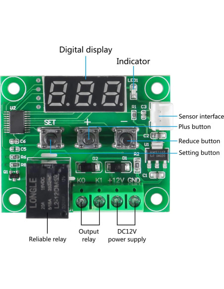 6pcs Controlador de Temperatura Digital W1209 12V con Caja