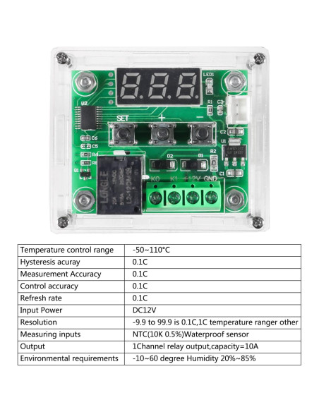 6pcs Controlador de Temperatura Digital W1209 12V con Caja