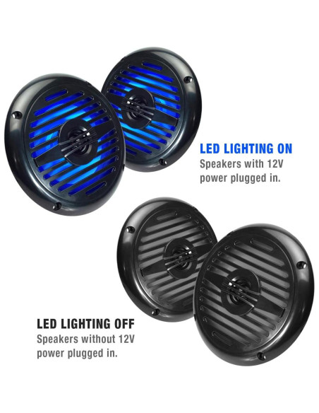 Altavoces Coaxiales Resistentes al Agua Magnadyne WR5B LED 5.25"
