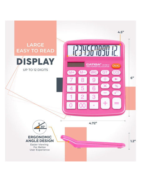 Calculadora de Escritorio Catiga CD-2786 12 Dígitos LCD Doble Alimentación