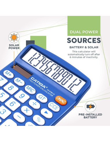 Calculadora de Escritorio Catiga CD-2786 12 Dígitos LCD Doble Alimentación