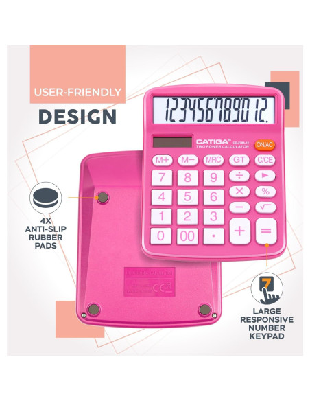 Calculadora de Escritorio Catiga CD-2786 12 Dígitos LCD Doble Alimentación