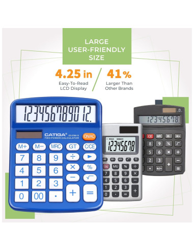 Calculadora de Escritorio Catiga CD-2786 12 Dígitos LCD Doble Alimentación