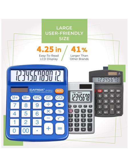 Calculadora de Escritorio Catiga CD-2786 12 Dígitos LCD Doble Alimentación