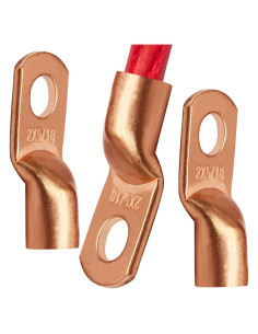 25 Terminales de Anillo de Cobre 2 AWG - 5/16" Opfiue