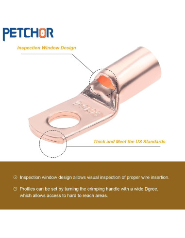 140 Conectores de Terminal de Cable de Cobre PETCHOR AWG 4-10