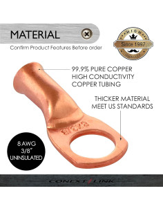 Conectores de Cable de Batería Conext Link 25pcs 8 AWG 9.5mm 2