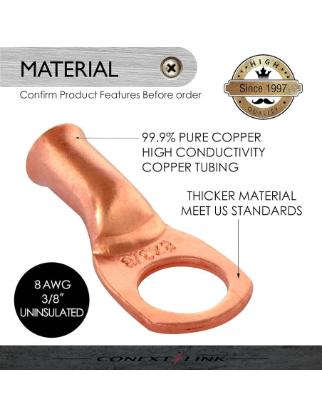 Conectores de Cable de Batería Conext Link 25pcs 8 AWG 9.5mm