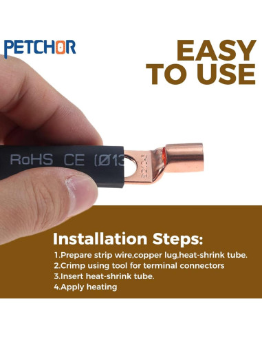 140 Conectores de Terminal de Cable de Cobre PETCHOR AWG 4-10