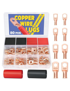 Kit de Terminales de Cable de Batería Haisstronica 80pcs Cobre Puro
