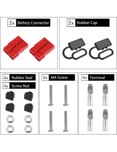 Conector Rápido de Batería MUYI 50A 6-10 Gauge Rojo - 2 Piezas 2