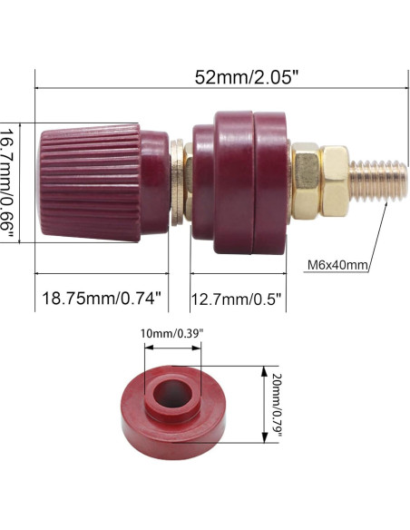 Conector de Poste de Batería Zovfam 1/4" (6.35 mm) - Kit 4 Pzas Conector de Poste de Batería Zovfam 1/4" (6.35 mm) - Kit 4 Pzas