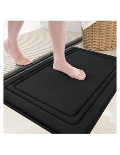 Alfombra de Baño Grandaily 76x51 cm Espuma de Memoria Negra