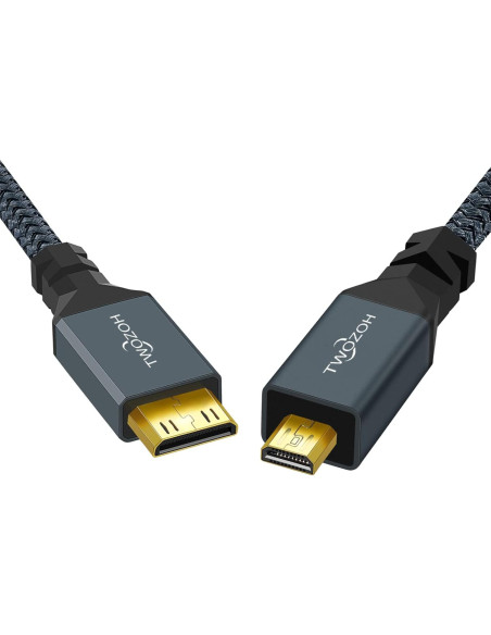 Cable Micro HDMI a Mini HDMI Twozoh 0.5m Soporta 4K 1080p