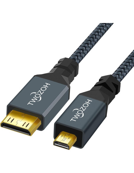 Cable Micro HDMI a Mini HDMI Twozoh 0.5m Soporta 4K 1080p