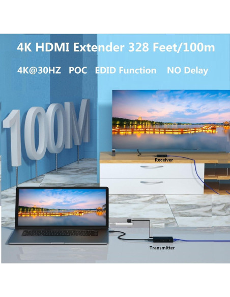 Extensor HDMI 4K LinSeek 100m POC, Audio y Video Ultra HD