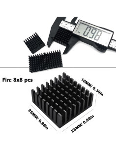 10 Disipadores de Calor Aluminio 25x25x10mm + Cinta 3M 2