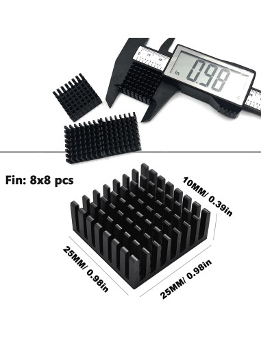 10 Disipadores de Calor Aluminio 25x25x10mm + Cinta 3M