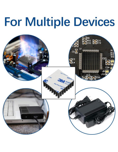 10 Disipadores de Calor Aluminio 25x25x10mm + Cinta 3M