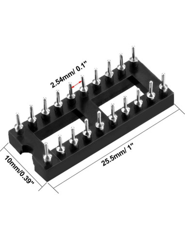 Zócalo IC DIP 24pcs uxcell 20 Pines 2.54mm Soldadura