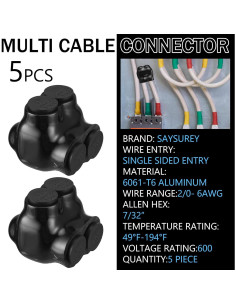 5 Conectores de Cable Multi Aislados Saysurey 2-6 AWG 2