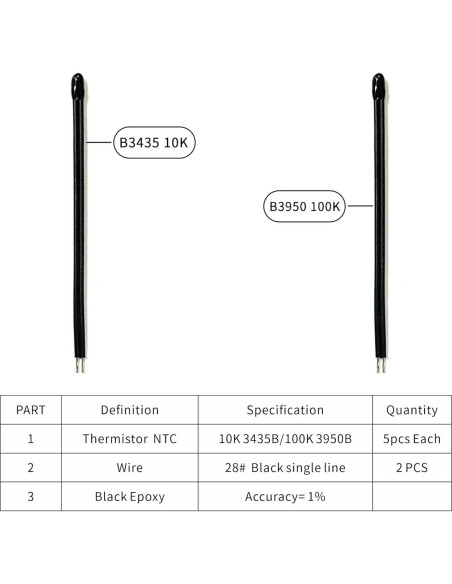 10 Resistencias NTC 10K Ohm KOKISO para Control de Temperatura