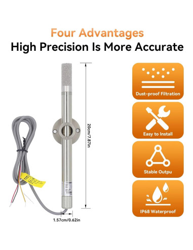 Sensor de Humedad y Temperatura FG6020 IP68 4-20mA 15-30V CC