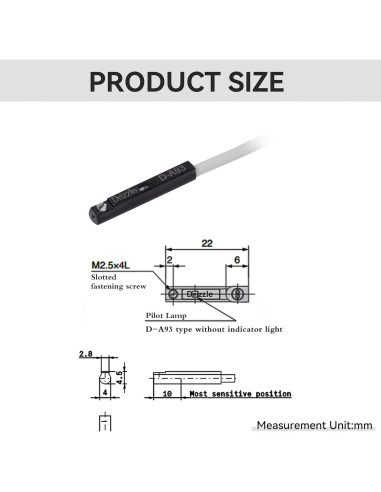 Interruptor de Proximidad D-A93 Drizzle - 2m, LED Rojo