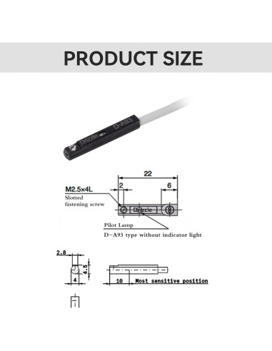 Interruptor de Proximidad D-A93 Drizzle - 2m, LED Rojo