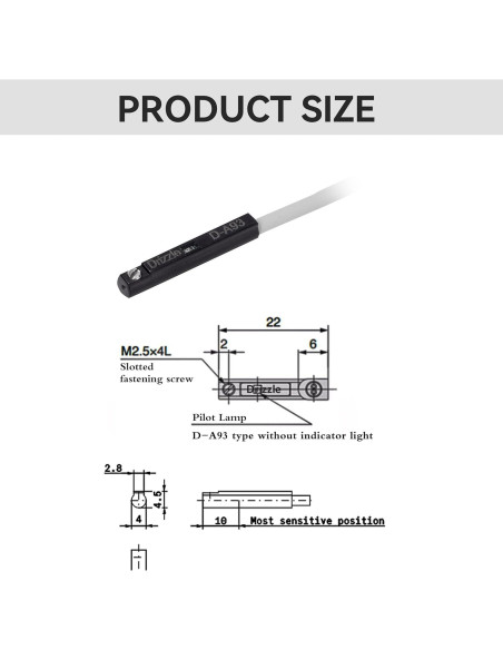 Interruptor de Proximidad D-A93 Drizzle - 2m, LED Rojo Interruptor de Proximidad D-A93 Drizzle - 2m, LED Rojo