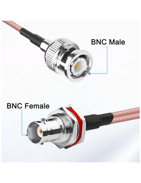 Divisor de Cable Coaxial BNC Hembra a Doble Macho MEIRIYFA 34cm 50Ohm